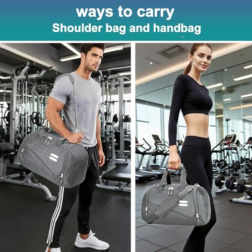 Image of Gym Bag for Men & Women - 30L Duffel Bag with Shoe Compartment, Weekender Water Resistant Duffle Bag for Travel, Sports, Fitness & Workouts, DarkGray