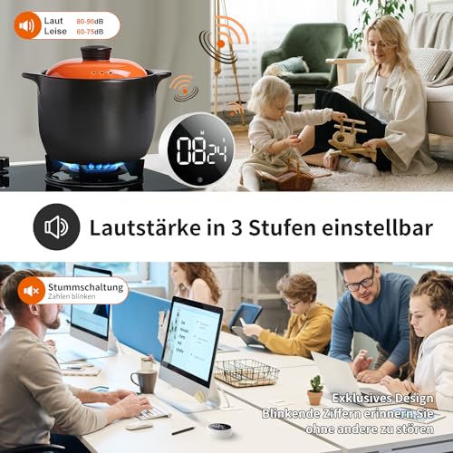 Digitaler Küchentimer VOCOO mit magnetischer Rückseite und Lautstärkestufen