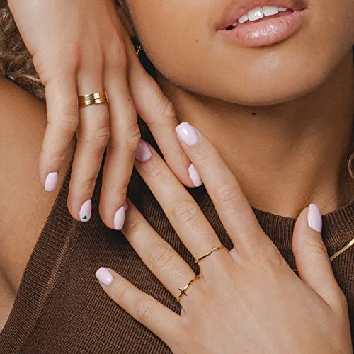 Pearich 14K Gold Filled Rings Band Rings For Women Girls Thin Gold Ring Plain Statement Ring Comfort Fit Size 5 To 10 2Pcs/3Pcs/4Pcs/5Pcs #TOP2