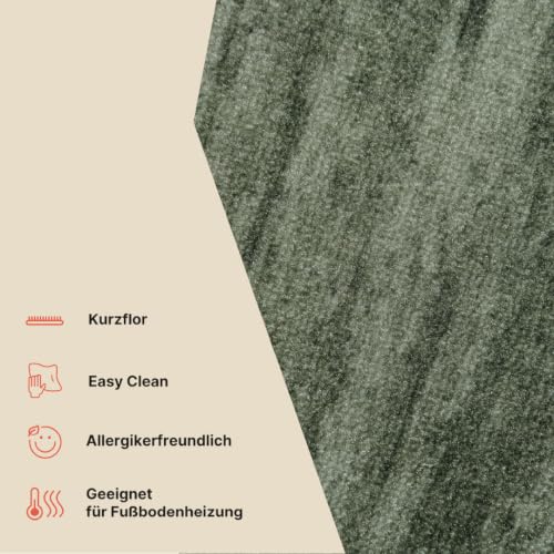 TAPISO Anti Rutsch Teppich Läufer rutschfest Brücke Meterware Modern Grün Meliert Streifen Design Flur Küche Wohnzimmer Diele 80 x 600 cm – Ansicht 5