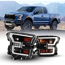 WOLFSTORM Headlight Assembly Fit for 2015 2016 2017 Ford F150,LED DRL Design, Headlight Replacement for 2015 2016 2017 Ford F150,Black Housing