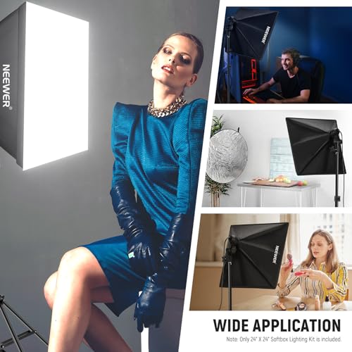 NEEWER 350W Equivalent Softbox Lighting Kit, 5700K LED Light Bulb, 24x24 inches Softbox with E26 Socket, Photography Continuous Lighting Kit, Photo Studio Equipment, NK300 - Image 4