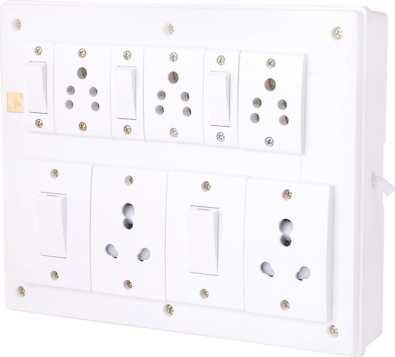 Electrical Switch Board with Multiple Sockets and Switches, White, Modular Panel-image-27