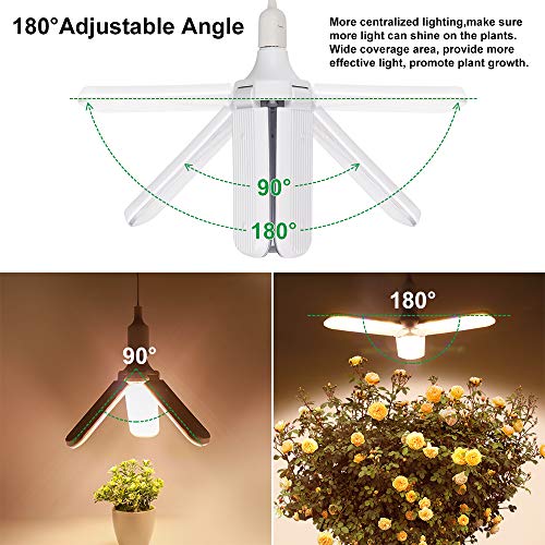 150W LED Grow Light Bulb Foldable Sunlike Full Spectrum Lamp for Indoor Plants, 414 LEDs Sunlike Grow Lights with Power Cord, E27 Plant Lamp for Flowers, Vegetables, Greenhouse & Hydroponic (2 Pack)