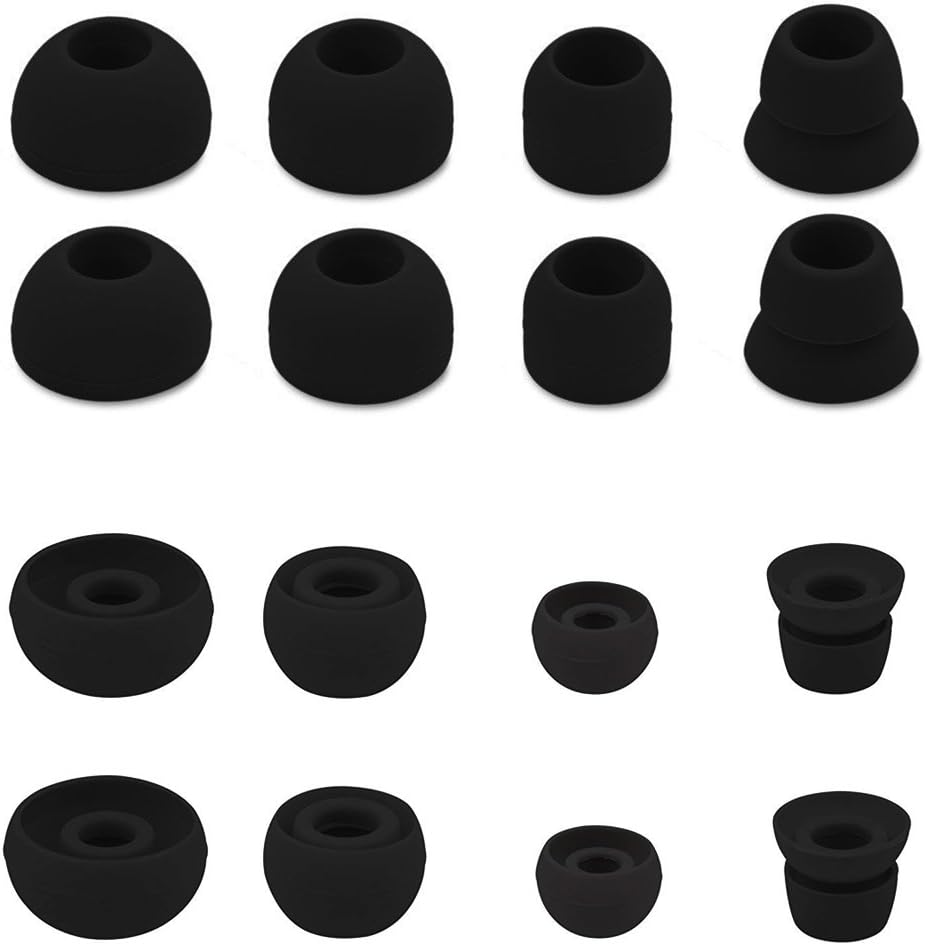 16 Pieces Replacement Earpads Eartips Teemade Earbuds Eargels for Powerbeats 1, Powerbeats 2, Powerbeats 3,Beats Wireless Stereo Earphones by Dr.Dre (Black)