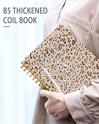 Iampanda Spiral Journal Notebook,Strong Twin-Wire Binding With Premium Paper For Girl Women,Cool Animal Skin 60 Sheets A5 College Ruled Notebook/Journal,Perfect For School Office Home Gifts,Leopard Print Gold Shining Spots #TOP3