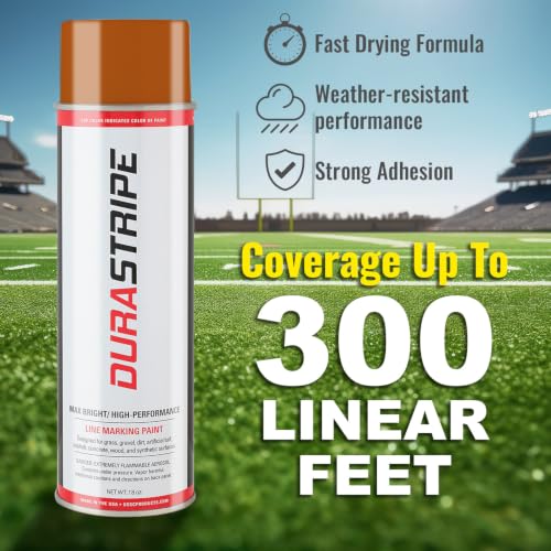 Image of Athletic Field Marking Paint - 2 Cases of 12 T-Tip Spray Cans (24 Total), 18 oz Each - Bright, Durable Field Striping Paint (Burnt Orange)