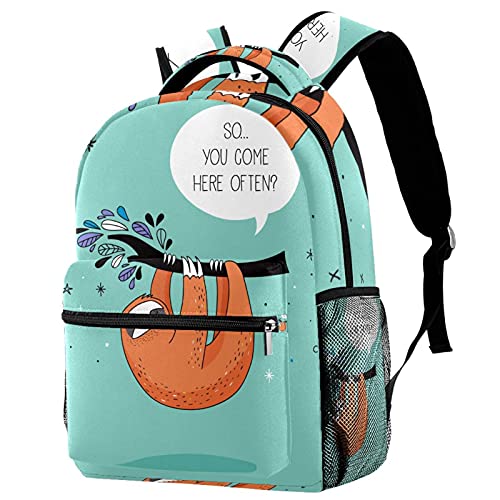 Sac à dos voyage campus paresseux orange fond bleu original porte-bouteille