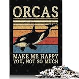 1000-teiliges quadratisches Puzzle mit Orca-Killerwal-Spruch für Erwachsene, Holzpuzzles, Familienunterhaltungsspielzeug, 1000 Stück (75 x 50 cm)