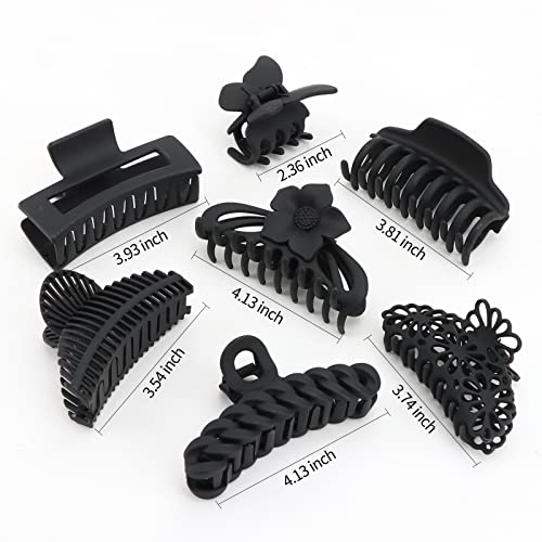 7 Pcs Black Hair Claw Clips Variety Pack Of Large Claw Clips,Medium Claw Clips,Flower Claw Clip,Butterfly Clips,Weekly Styles Hair Clips For Women #TOP1