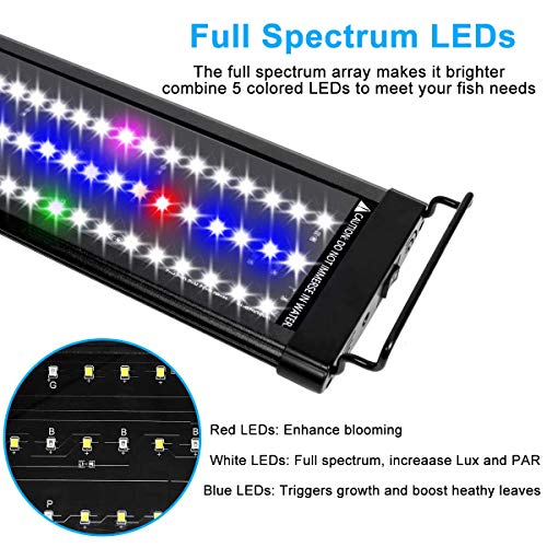 MingDak Full Spectrum LED Aquarium Light,Fish Tank Light with Aluminum Housing Extendable Brackets,White Blue Red Green LEDs for Freshwater Plants,48 to 54-inch,6500K - Thumbnail 4