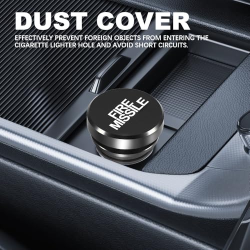 Image of Cigarette Lighter Plug Cover Billet Aluminum Cigarette Lighter Plug, FIRE MISSILE Button Car Cigarette Lighter, Fits All Vehicles with Standard 12 Volt Power Source Aluminum Dustproof Plug