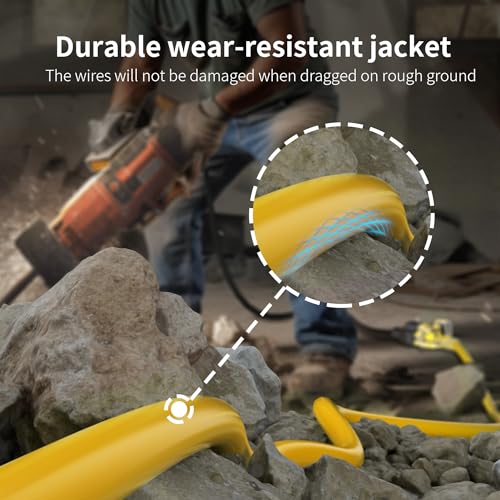 Huanchain TH-LIGHTED CORD-100 12/3 Gauge Heavy Duty Outdoor Extension Cord 100 Ft Waterproof thumb #5