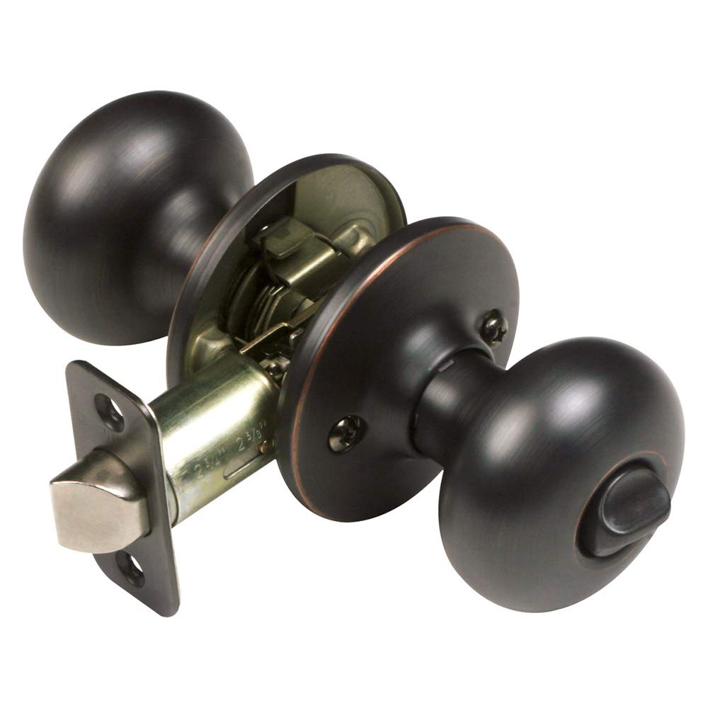 Design House 753459 Cambridge 2-Way Latch Privacy Door Knob, Adjustable Backset, Oil Rubbed Bronze Finish