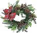 MAOYUE Christmas Wreath Outdoor Christmas Wreaths with Lights Tartan Pre-lit Holiday Wreath with Red Berries, Pine Cones, Battery Operated Christmas Decorations for Indoor, Window, Front Door