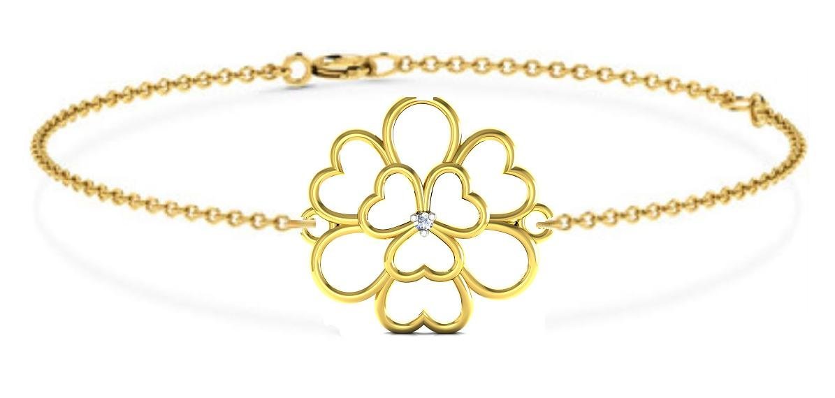 New Collection 18K (750) Yellow Gold and Diamond Charm Bracelet-image-26