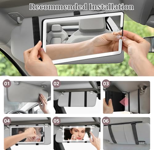 image for saiggnyy Led Sun Visor Vanity Mirror, Upgraded Large Car Mirrors with 