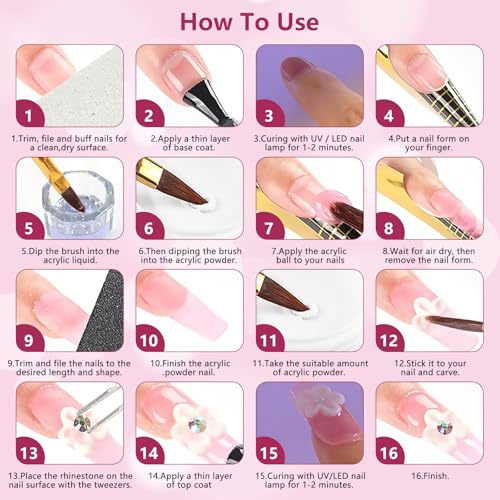 Kit de Acrílico para Uñas con Polvo y Líquido en Bolsa Rosa miniatura 6
