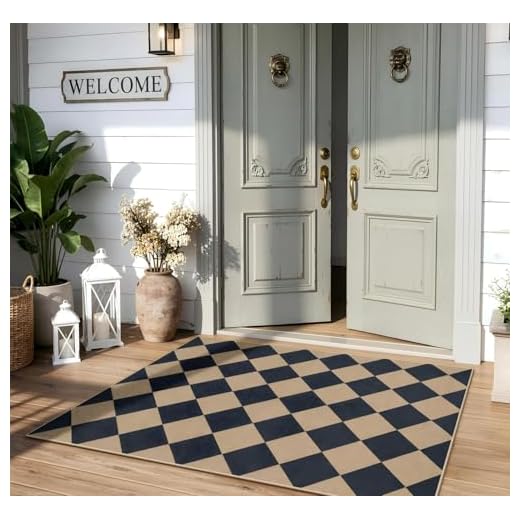 Checkered Easy Jute Outdoor Patio Rug