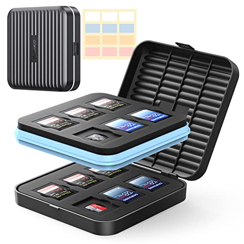 ORICO SDカードケース マイクロ SD カード ケース SDカード収納ケース 24スロット (SDカード*12枚＋MicroSDカード*12枚) 大容量 防水 防塵 耐衝撃 メディアケース 付箋付きPSCD-6