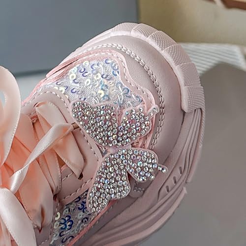 Girls Glitter Sneakers Toddler Lace up Walking Running Shoes Kids Lightweight Non Slip Athletic Sparkle Tennis Shoes2