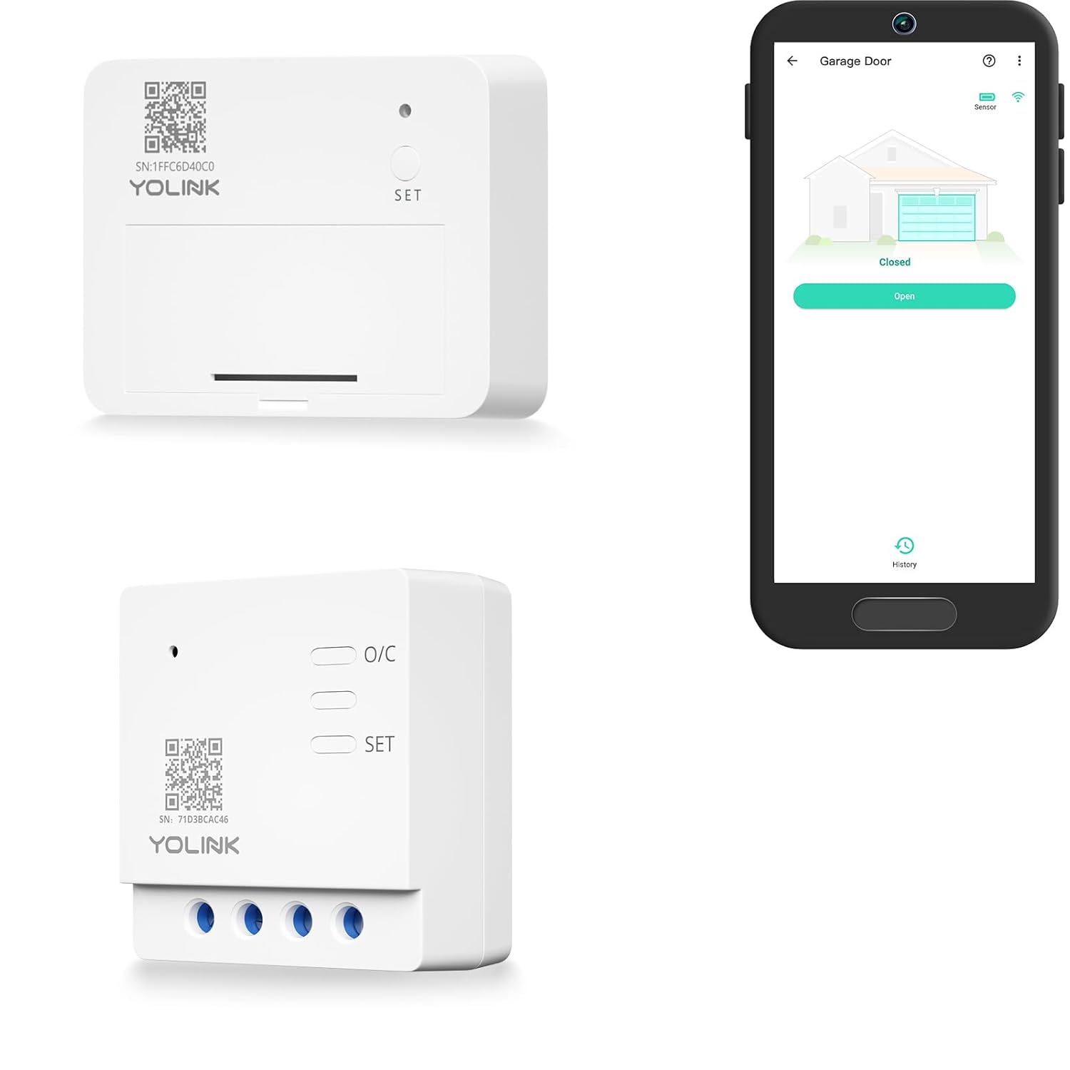 YoLink Garage Door Sensor and Garage Door Controller, 1/4 Mile World's Longest Range Garage Door Controll System Compatibl...