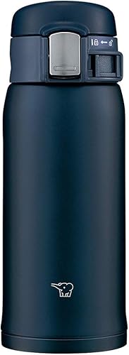 Zojirushi SM-SF36-AD - Botella de agua, bebida directa, apertura con un solo toque, taza de acero inoxidable, 12.2 onzas líquidas (12.2fl oz), azul