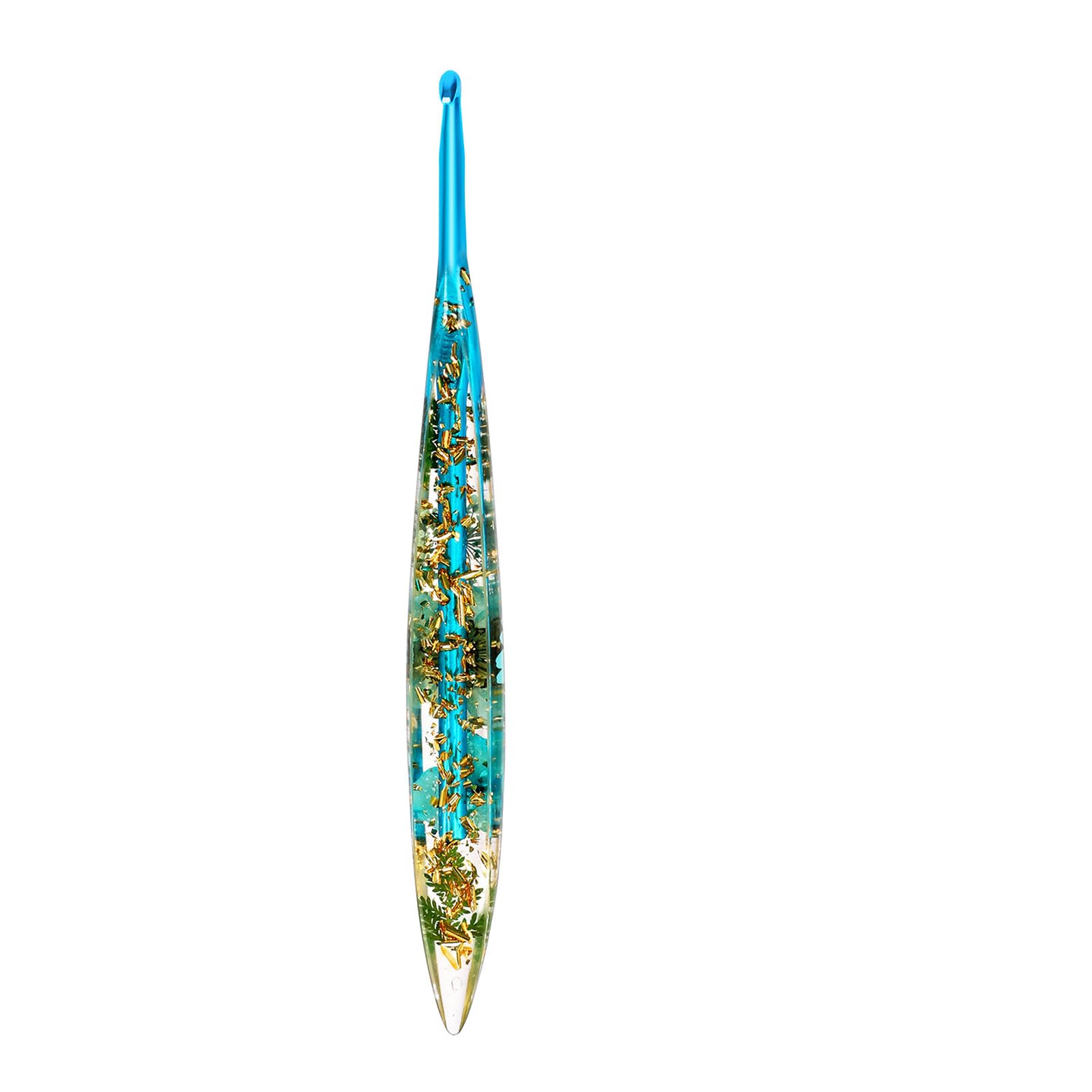 Tsophreniq Decorative Resin Floral Crochet Hook Aluminum Alloy Needle Portable for Knitting Projects Crafting Tool Crochet Hook with Floral Resin