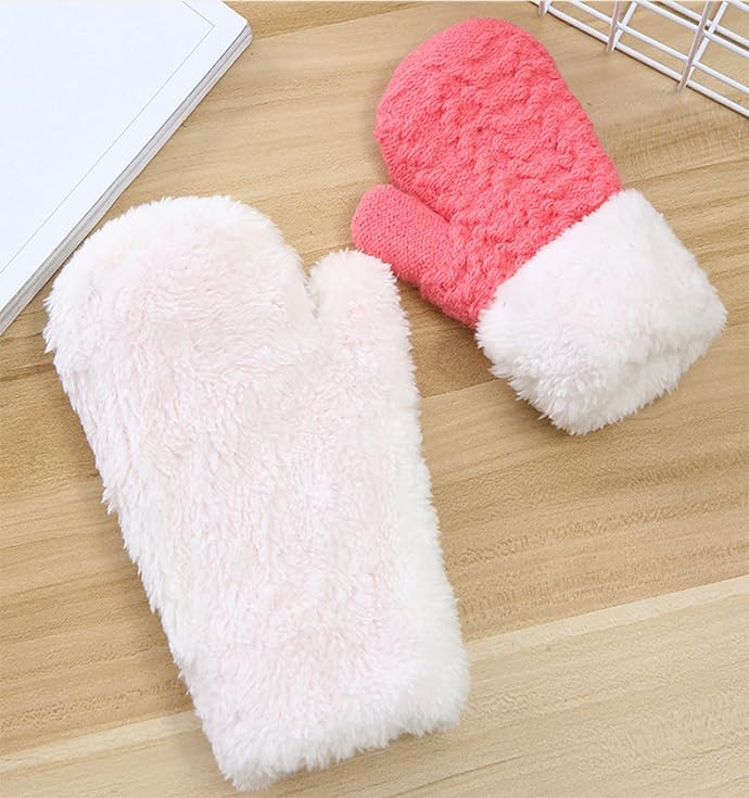 Kids Winter Soft Warm Mittens - Cold Weather Cozy Thermal Elastic Knit Gloves for 2-6 Years Old - Image 2