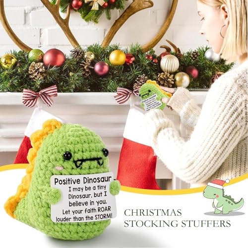Image of Crochet Toys, Handmade Crochet Dinosaur Gifts, Soft Toy for Adults, Cute Office and Home Decor, Green Crochet Doll, Family, Birthday, Encouragement Gift