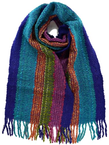 YARAWI 100% Baby Alpaca Scarf For Women. Handmade in Peru Fashion Accessory. Extremely Soft Warm and Hypoallergenic (Multicolor Blue Purple Green)
