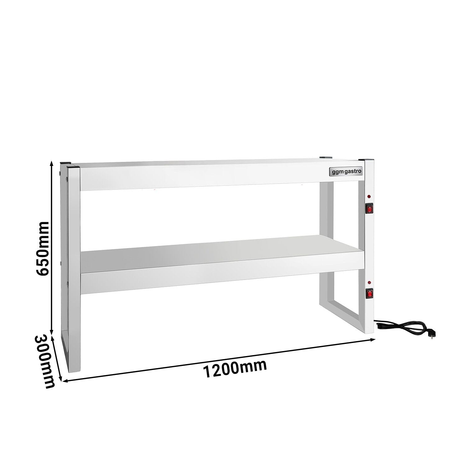 GGM Gastro Infrarot-Wärmebrücke 1200x300mm 2 Etagen | robuste Chrom-Nickel-Stahl-Konstruktion, zeitsparende Reinigung, ideal für die Speisenausgabe, konstante Wärme