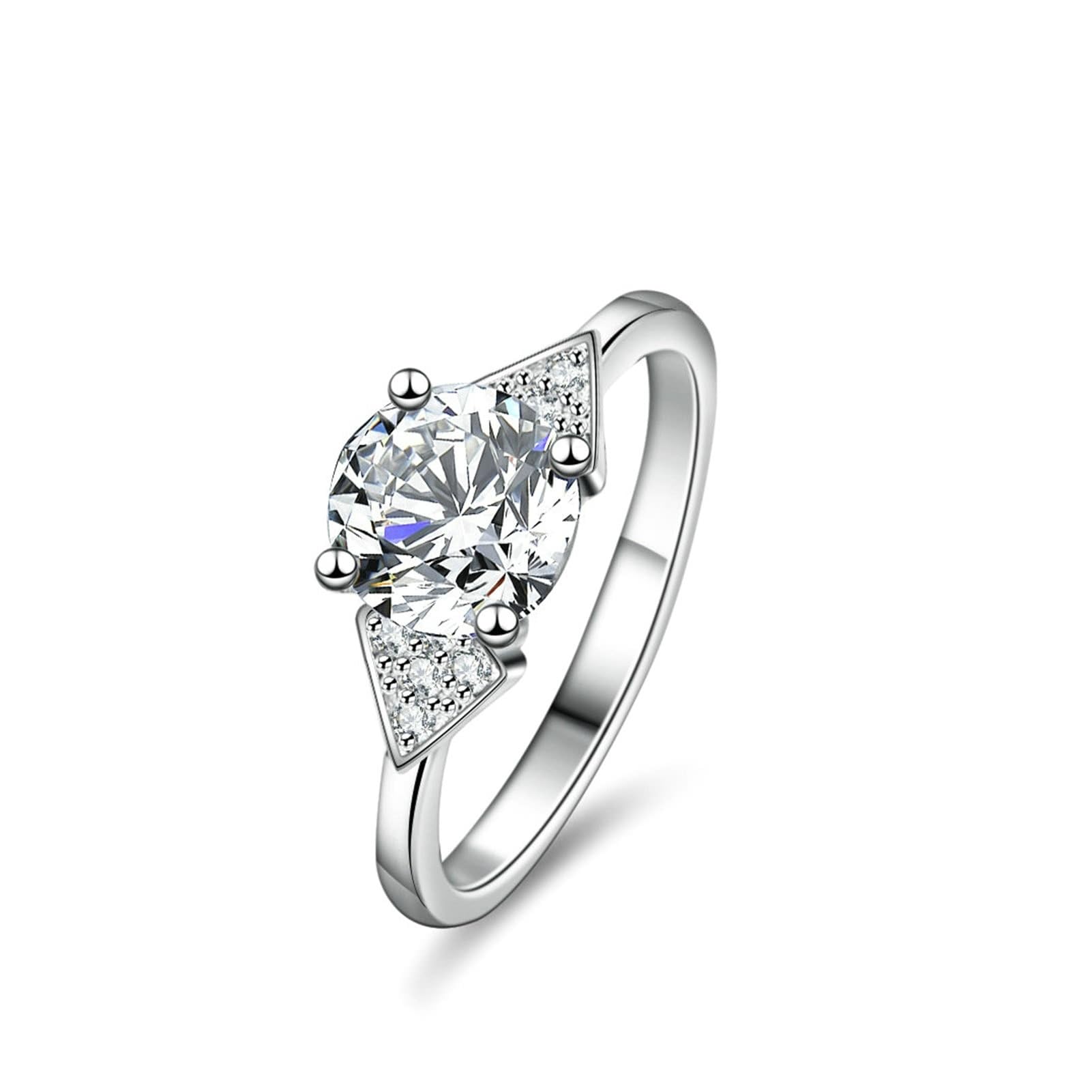 Lot de 4 bagues d'amitié en or blanc au 375/585/750 avec moissanite véritable 9 K/14 K/18 carats, taille 47-65