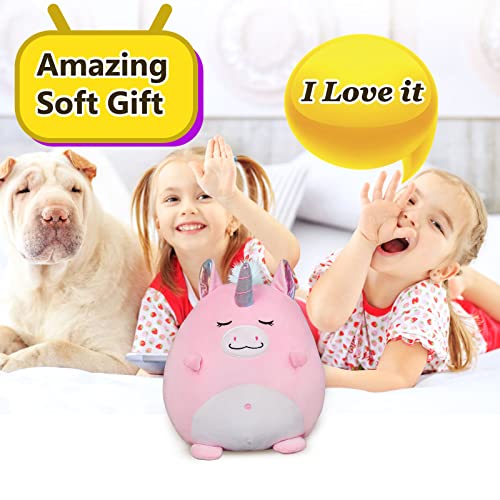 Marsjoy 8" Pink Unicorm Plush Pillow Toy Squishy Stuffed Animal Plushie Pillow Cute Unicorm Huggable Toy Kawaii Soft Cushion For Girl Kid Children's Day Birthdays Christmas #TOP6