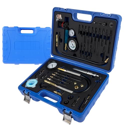 46-tlg Kompressionstester Druckverlust Tester Motoren Prüfer kompatibel mit Diesel- und Benzinmotoren