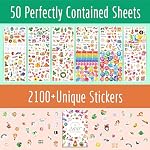 Suuuper 2100+ PCS Planner Stickers, Various Cute Designs Fun Craft Labels for Laptop Scrapbooks Planner DIY Diary Decoration 50 Sheets Sticker Book for Kids Parents Teacher