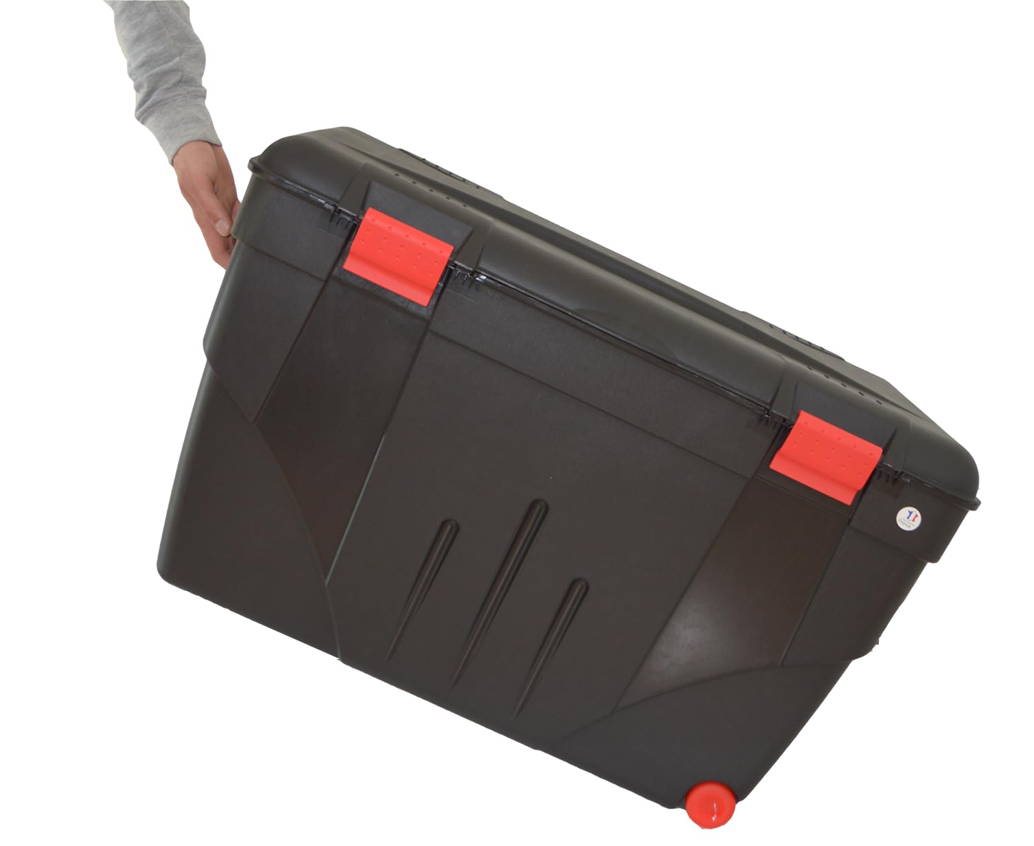 Boite à outils - Caisse de rangement avec couvercle Malle + roulettes Trafic 110 L Rouge / Noir