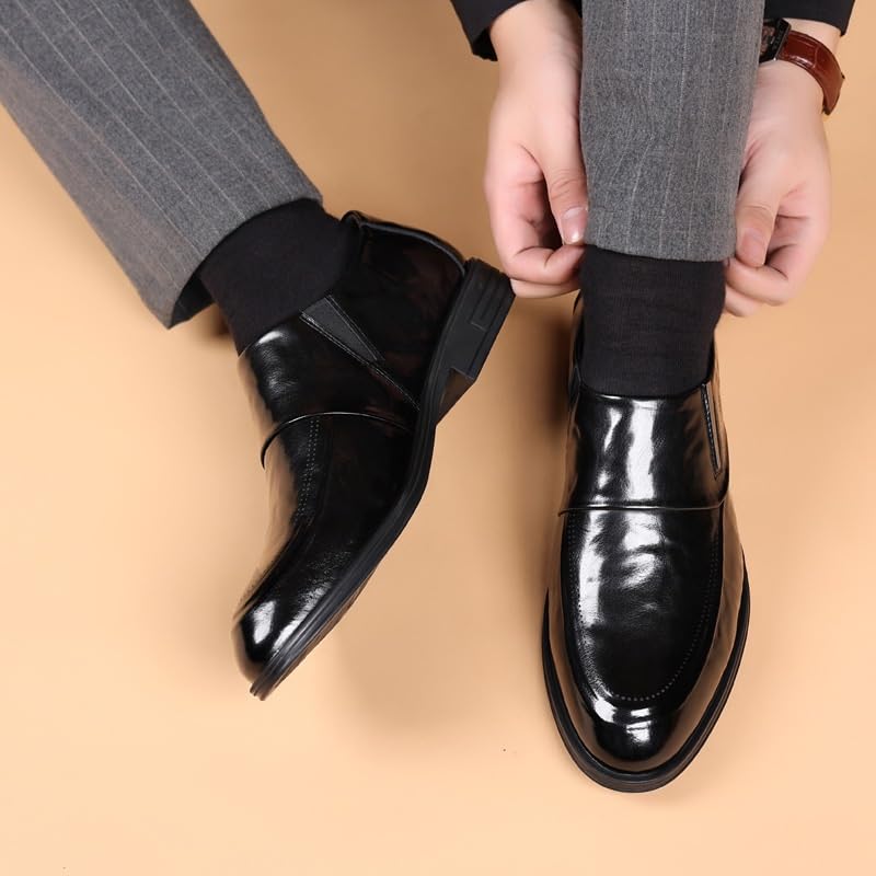 Men's Slip-On Dress Shoes Formal Classic Business Oxfords Patent Leather Wingtip Brogue Comfortable Shoes3