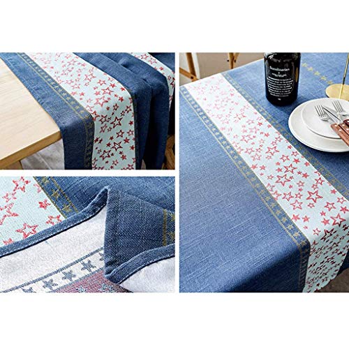Nappe bleue rectangulaire à rayures 85x85cm pour table basse et bureau - 3
