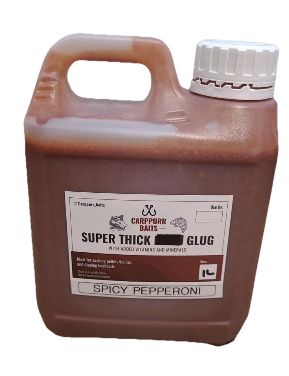 Carppurr baits Super Thick Spicy Pepperoni Glug 500ml-1L-2L-3L-5L – PVA Friendly Carp Fishing Liquid Bait Soak & Attractor for Carp, Catfish, Sturgeon & Coarse Fishing (1 litre)