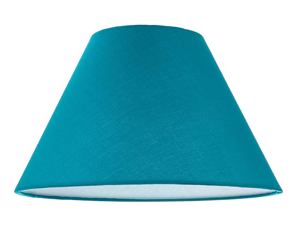 12" Teal Cotton Coolie Lampshade - Green - 18cm Height - 30cm Bottom Diameter - Reversible Gimbal for Table Lamp or Pendant