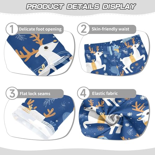 KLL Cute Reindeer Cartoon Deer with Snow Girls Athletic Leggings Soft High Waisted Sweatpants Running3