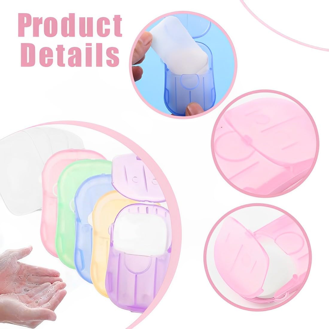100pcs, 5 boîtes Portable Mini savon jetable Feuilles de savon papier pour les voyages Camping pour se laver en plein air