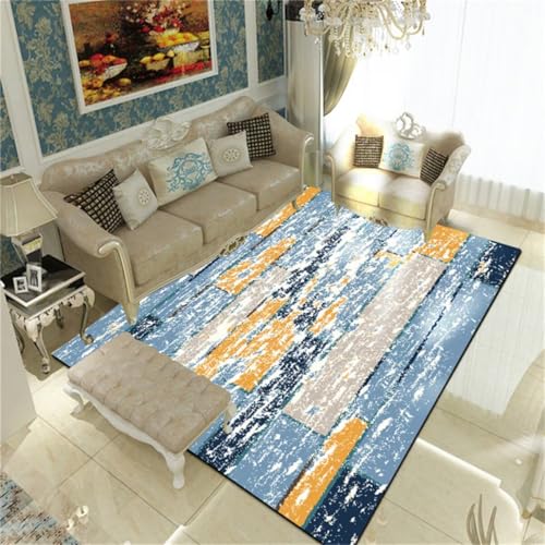 Tapis aesthetic bleu gris 120x170cm grand tapis de cuisine abstrait - 2