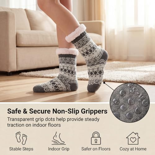Image of The Metluks Women's Fuzzy Slipper Socks with Non-slip Grippers, Sherpa Lined Warm Cozy Gift Socks