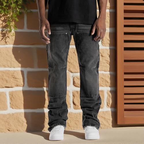 Hulpvktsgiq Men's Skinny Slim Fit Jeans Stretch Ripped Skinny Jeans Fashion Straight Leg Waist Casual Denim Pants3