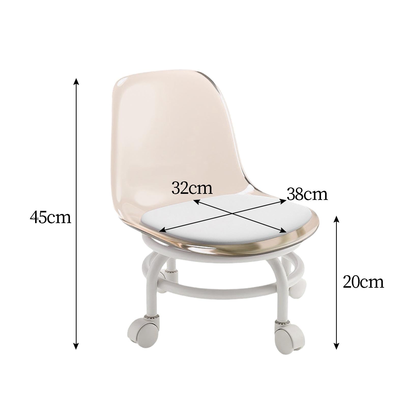 Rockible Taburete Rodante Bajo Giratorio de 360 Grados con Respaldo, Mini Móvil para Limpieza, Tienda, Marrón, Individual