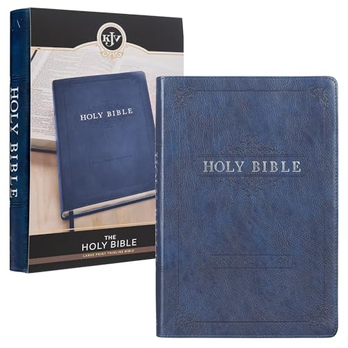 Image of KJV Holy Bible, Thinline Large Print Faux Leather Red Letter Edition Thumb Index & Ribbon Marker, King James Version, Navy Blue (KJV Thinline LP Editions)