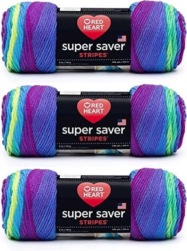 Image of Red Heart Super Saver Yarn, Parrot Stripe 3 Count