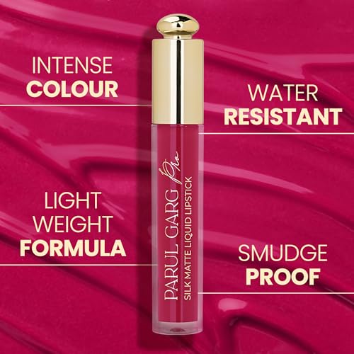 Image of Parul Garg Beauty Silk Matte Liquid Lipstick | Long-Lasting & Smudge-Proof | Soft Matte Finish | Vegan & Clean Beauty | Hydrates with Shea Butter & Vitamin E (Juliet Rose, 3ml)